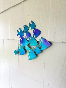 Metal School of Fish Wall Art: Sparkle Finish, Beach House Decor - Etsy