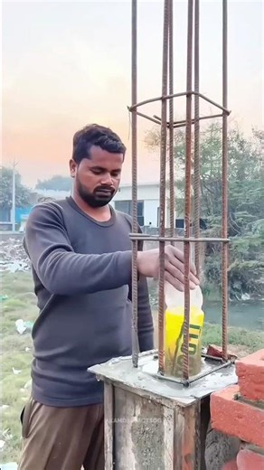 Why Indian Workers Put Plastic Bottles in Concrete Pillars 🥤🏗️ #shortvideo