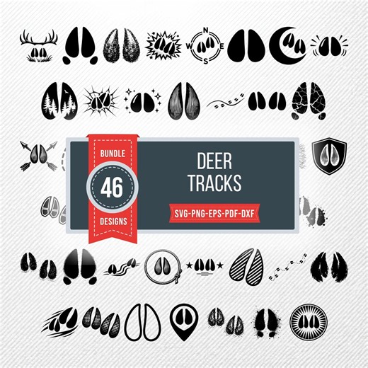 Deer Tracks SVG Clipart Bundle, 46 Vector Illustrations, PNG Eps PDF Dxf, Print Graphics, Commercial Use - Etsy