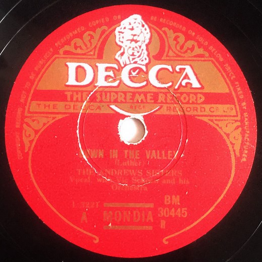 The Andrews Sisters With Vic Schoen And His Orchestra - Down in the Valley / Red River Valley
