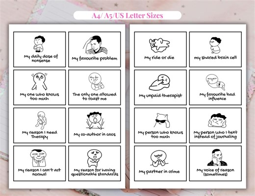 16 Friendship Meme Note Cards Printable: Best Friend Love Notes, Meme Cards for Bestie, Partner in Crime, Ride or Die, Instant Download - Etsy