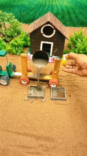 😱 Amazing Mini Tractor Making Cement Pillar | DIY Real Working Construction Machine 🚜 #shorts