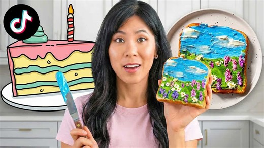 Color-changing latte, painted French toast, and a reveal cake: Satisfying TikTok food art
