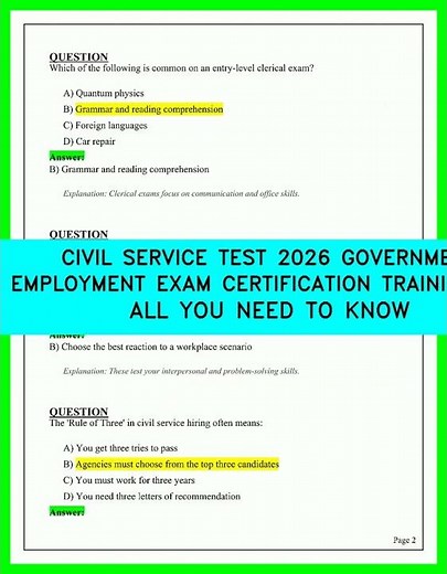 Civil Service Test 2026 Government Employment Exam Certification Training Tips and Guide Update 26