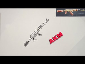 تعليم الرسم للمبتدئين | ازاي ترسم سلاح AKM بإسكن التنين 🐉🔥!!!