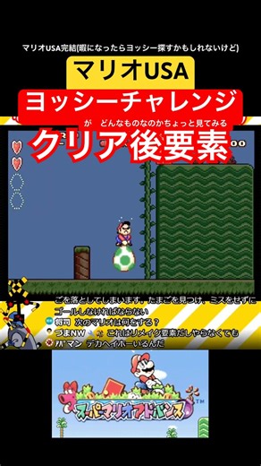 #マリオ USAクリア後要素「ヨッシーチャレンジ」を見てみる #スーパーマリオUSA #SMB2 #shorts