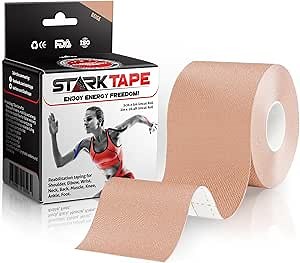 Kinesiology Tape Bulk 2 in. Original Cotton Elastic Therapeutic Athletic Tape for Ankle Wrists Knees Shoulder Muscles Joints. Easy to Use Apply. Latex Free Water Resistant (Beige, 16.4 ft)