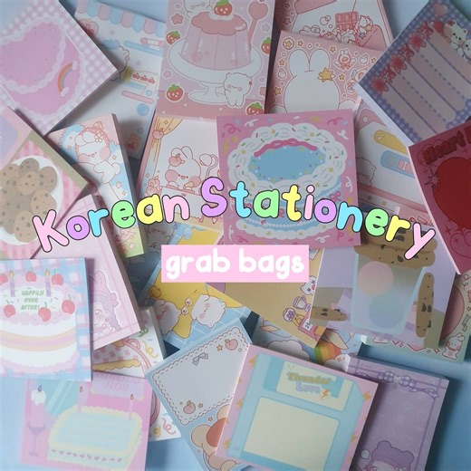 Korean Stationery Grab Bags With Kawaii Korean Stickers, Washi Tape and Memos - Etsy