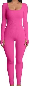 [Hot Item] Seamless Jumpsuit Women Workout Yoga Ribbed One Piece Long Sleeve Leggings Romper