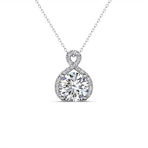 Cate & Chloe Alessandra 18k White Gold Plated Necklace with Simulated Diamond Crystals for Women