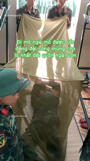 Sleeping under a mosquito net set up by your comrades is the best thing ever in the military! #vi...