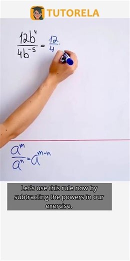 Simplifying 12b⁴ ÷ 4b⁻⁵: Power Rules Explained #Math #ExponentsRules