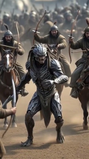 Yautja hybrid is fighting Mongols #predator #prey #alien #gaming #fighting