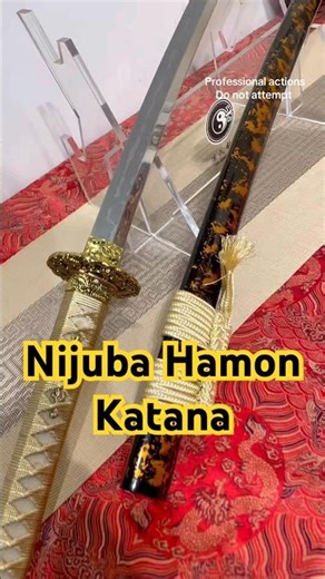 Katana—Nijuba Hamon katana, gorgeous blade and gilded gold fitting. #craftsmanship #swordartonline