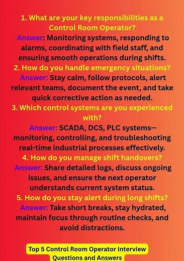 Top 5 Control Room Operator Interview Questions and Answers