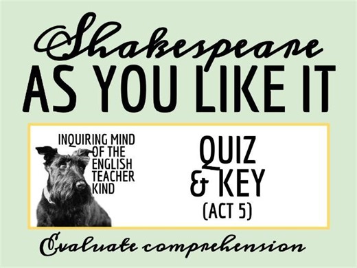 Shakespeare's As You Like It Act 5 Quiz and Answer Key | Teaching Resources