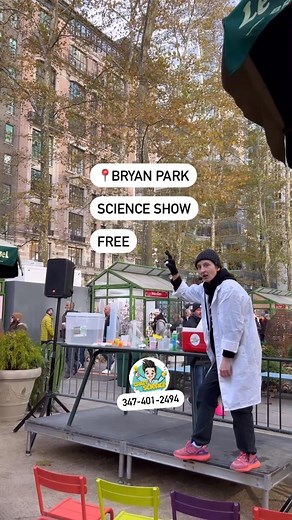 Upcoming Science Shows! Tickets are available! November 22,29 at 12.00pm. Ammmmazimg crazy science experiments at our favorite location @bryantparknyc. Come to learn stay for fun!! Free Tickets are available on Eventbright: https://www.eventbrite.com/o/crazy-science-show-17025442651 hello@scienceshowforkids.com | Crazy Science Shows