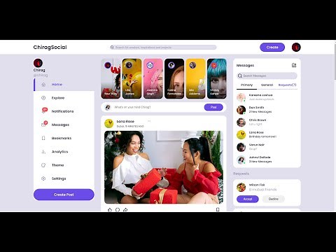 Responsive Social media website (Html, Css, Js) | CodevitaLive Internship
