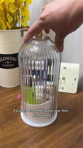 Makeup brush organizer with lid - 360°rotating transparent storage box, also for storing your tooths #makeup#brushholder #bathroomorganization #clean #TiktokShopSpringGlowUp