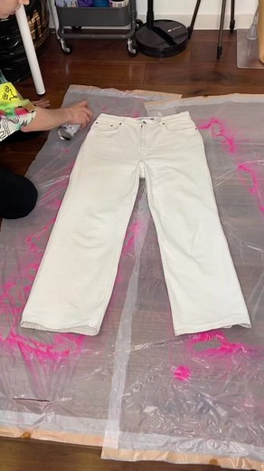 DIY Neon Orange Spray Painted Jeans | Upcycled Fashion