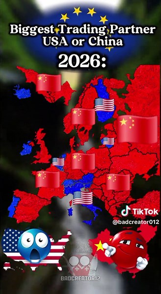 Biggest trading partner, USA or China? 2000 vs 2026 #mapping #maps #geography #europe #china
