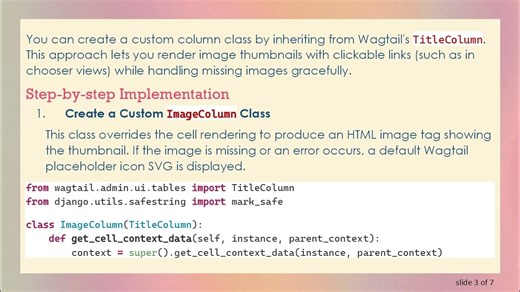 How to Add Thumbnail Images in Wagtail's ModelViewSet Listing