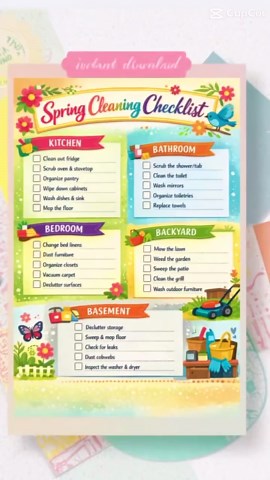 Printable Spring Cleaning Checklist|instant Download - Etsy