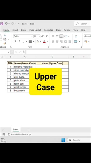 || Uppercase all text in Excel | Easy Excel Formula ||