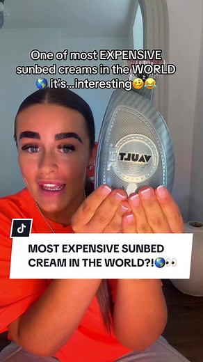 Would you spend that much on a sunbed cream?!👀👇🏻 The most expensive sunbed cream I own👀it’s…interesting🥴😂 #tan #tanning #tanned #sunbed #sunbeds