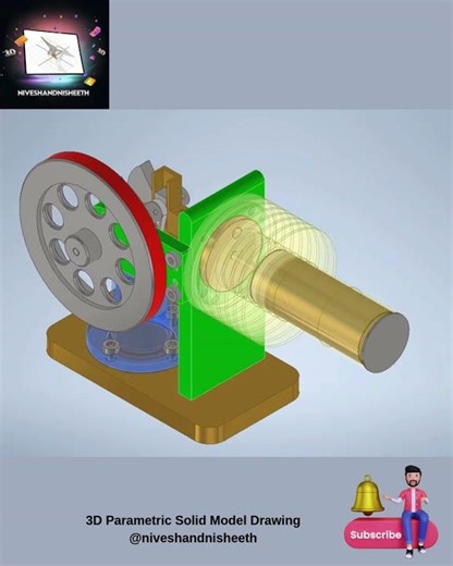 Stirling Engine Assembly #Shorts | Autodesk Inventor 2024 🔧⚙️#3dmodeling #youtubeshorts #machine