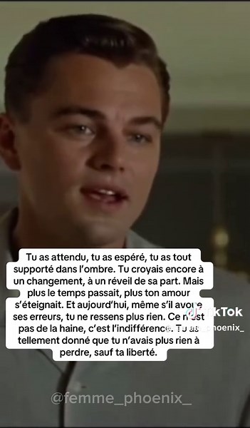 💭Parfois, ce n’est pas la trahison qui fait mal… C’est tout ce que tu as supporté avant que ça n’arrive. C’est toute l’énergie, l’amour et la patience que tu as donnés à quelqu’un qui n’a jamais su en être digne. À force d’attendre des efforts, à force de pardonner, tu t’es perdue toi-même… Et le jour où il a enfin avoué ses fautes, il était déjà trop tard. Ton cœur était parti bien avant lui. Ton silence n’est pas une faiblesse, c’est ta renaissance. 🔔Abonne-toi pour plus de contenus puissant