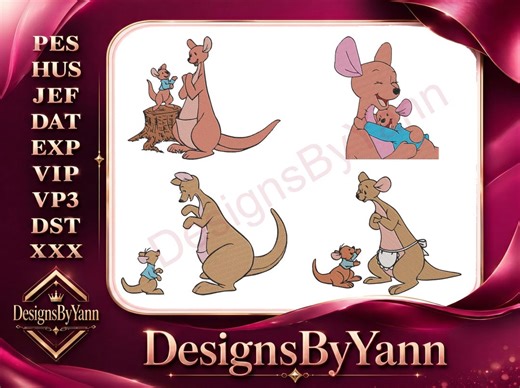 Disney Winnie Pooh Kanga Kangaroo Roo at Table Reading Book Mother Son Time Set - Filled Embroidery Design - Instant Download - Etsy
