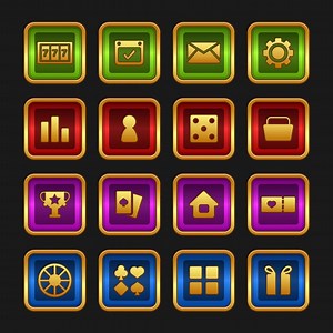 Download Button set designed game user interface GUI for video games, computers. for free