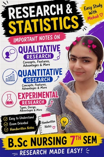 Qualitative vs Quantitative vs Experimental Research | Handwritten Notes 📚 | B.Sc Nursing #viral