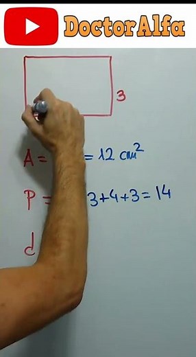 Área, perímetro y diagonal de un rectángulo dados sus lados #shorts