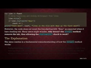 Understanding Why strip() Isn't Removing Tabs in Python Code