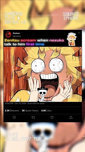 Zenitsu scream when nezuko first time talk to him 😂 #demonslayer#tanjiro#zenitsu#nezuko#anime#skull