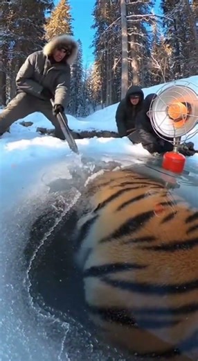 Frozen Tiger Rescue: Brave Team Saves Majestic Beast from Icy Fate! 🥶🐅 #WildlifeConservation