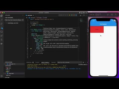 Container Widget in Flutter Using VS Code.