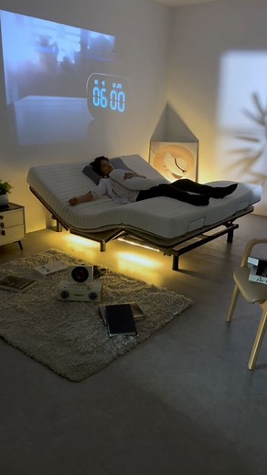 74K views · 48 reactions | "Did you know about the wonders of a smart electric adjustable bed? 樂 Imagine being able to customize your bed's position with just the touch of a button! Perfect for finding your ideal comfort level while lounging, reading, or sleeping. Say goodbye to manual adjustments and hello to ultimate convenience!  ✨ #SmartBed #AdjustableComfort #TechInnovation #FutureOfSleeping | Smart Home Gadgets | Facebook