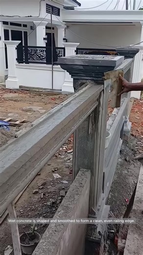 Smoothing Concrete Railings with Forming Tools