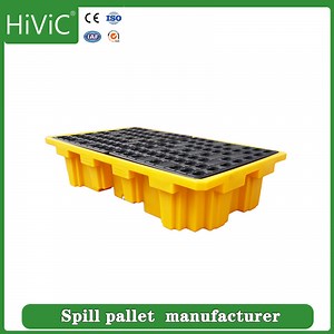 [Hot Item] LLDPE Industrial Rolling Pallet Poly Spill Tray Oil Chemical Fluid Storage Transport LLDPE Material Grid Warehouse Tray Pallet