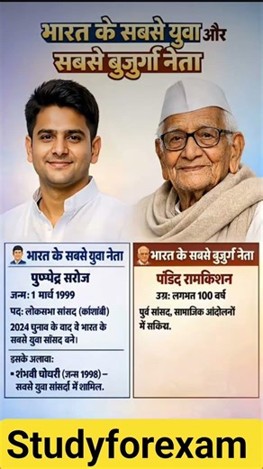 भारत के सबसे युवा और सबसे बुजुर्ग नेता 🇮🇳👶👴Youngest and Oldest#ytshorts #trending Leaders#gk #mpgk