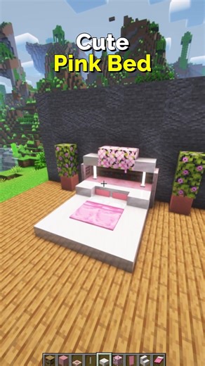 How to Make the Best Cute Pink Bed in Minecraft – Cozy Design | CupSapling #minecraft #shorts #easy