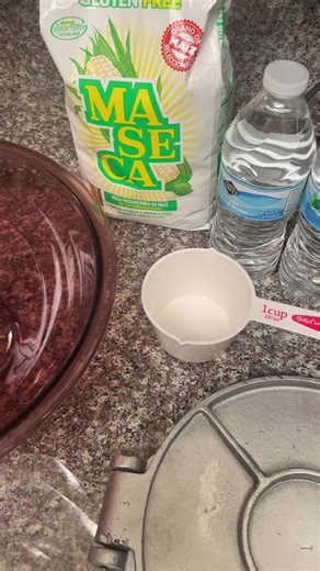 Maseca Tortillas 2 cups of water, 2 cups of maseca, a comal (or in my case non-stick pans), a tortilla press, and 2 pieces of platic to use inside the tortilla press (I cut a ziplock bag but you can use any type of plastic bag). I hope you enjoy! #foryou #cooking #mexicantiktok #foodie #tortillasamano #maseca #cookwithme #viralvideos #taco #chicharron #cooking