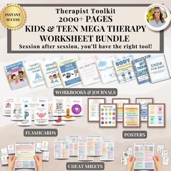 Teen & Kids therapy mega worksheet bundle Kids Teen Life Skills therapy workbook