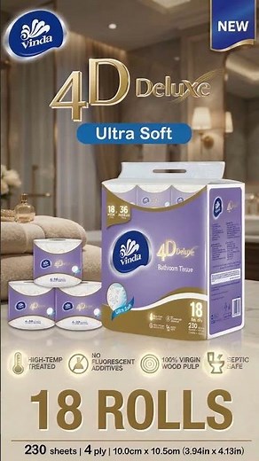Introducing the NEW Vinda VC4026 4D Deluxe Bathroom Tissue 💙