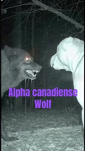 Security Camera Captures a Black Canadian Wolf Watching a Dog at Night | Real Infrared Footage