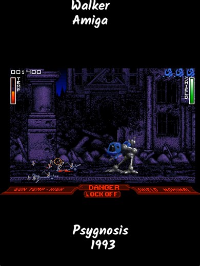 Walker – Amiga – Psygnosis (1993) When Psygnosis unleashes one of the most visually striking shooters on the Amiga… a mech-powered urban warzone comes to life! 🤖🔥 In 1993, Walker stomped onto the Amiga with a concept as simple as it was brutal: you control a towering two-legged war machine advancing through a city in chaos. But this isn’t a typical run-and-gun — the screen scrolls relentlessly as enemies swarm from every direction! Helicopters rain fire from above. Soldiers attack from rooftop