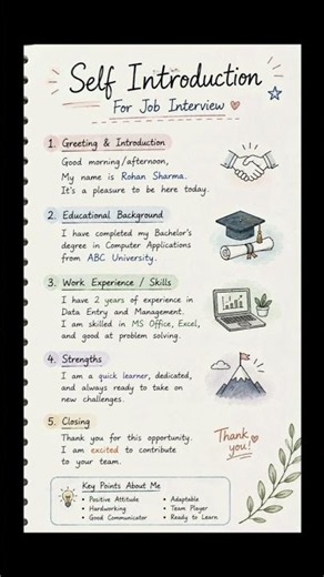 Best Self Introduction for Job Interviews 💼🔥 #spokenenglish #interview #selfintroduction #job #viral
